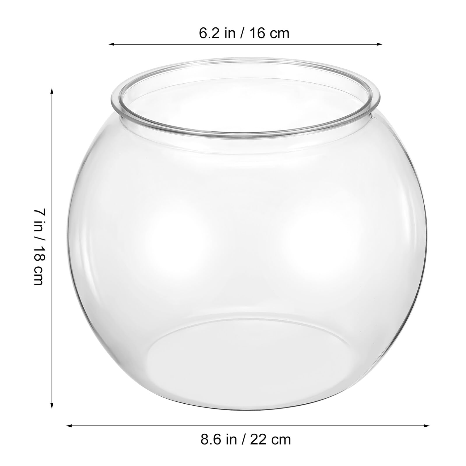 VANZACK Bocal à Poissons Rouges Plastique Transparent Bocal Rond Résistant Aux Chocs pour Décoration Intérieure Et Bureau