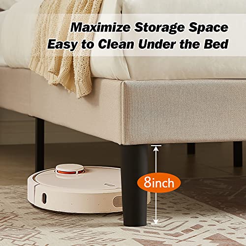 Vecelo Queen Size Platform Bed Frame With Height Adjustable Upholstered Headboard, Wooden Slats Support, Metal Frame Mattress Foundation/No Box Spring Needed/Easy Assembly #TOP5