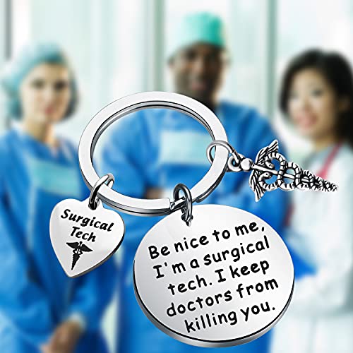 BAUNA Surgical Tech Keychain Surgical Technologist Gift I Keep Doctors