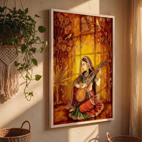 Image of kotart Madhubani Art Wall Painting Traditional Home Decoration With Frame For Living Room Bed Room Hotel Wall Decor Digital Reprint (13X17 inch)