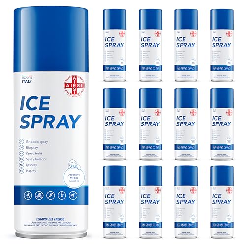 AIESI® Hielo Spray instantáneo con MENTOL lata de 400 ml ICE SPRAY (Paquete de 12 piezas), Clásico, Made in Italy