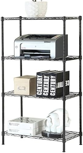 Carbon steel, metal four shelf, baking paint, rust prevention and corrosion protection (5429107cm) ( Color : Black )