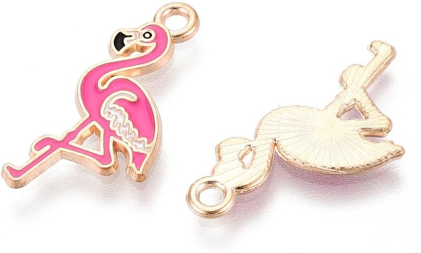DanLingJewelry 100Pcs Enamel Flamingo Animal Pendants Mini Pink Bird Dangle Charms for DIY Jewelry Bracelets Necklaces Earrings Making Crafts - Image 3