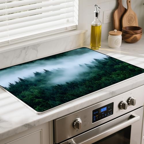BSFHH Heat-resistant Stove Top Cover - 28.5" X 20.5" Cooktop Protector Covers, Scratch-resistant Washable Pad Kitchen Countertop Mat (Woods, 28.5" x 20.5")