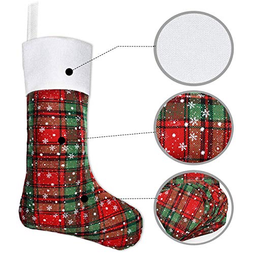 Senneny 6 Pack Christmas Stockings- 18 Inch Plaid Snowflake Christmas Stockings Fireplace Hanging Stockings For Family Christmas Decoration Holiday Season Party Decor #TOP2