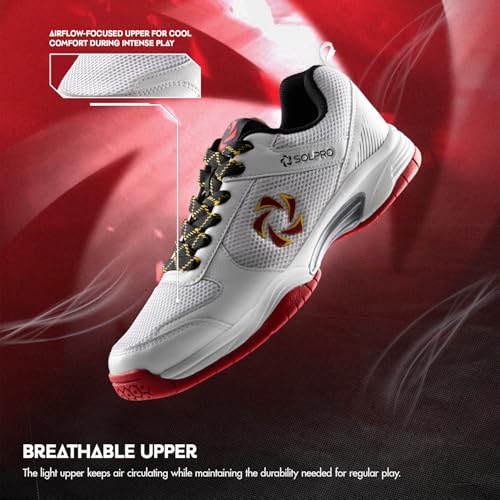 Image of SOLPRO Power Smash Badminton Shoes | Flex Support Outsole | Court Grip | Shock Absorbing Cushion | Breathable Mesh Upper | Stability Ridges