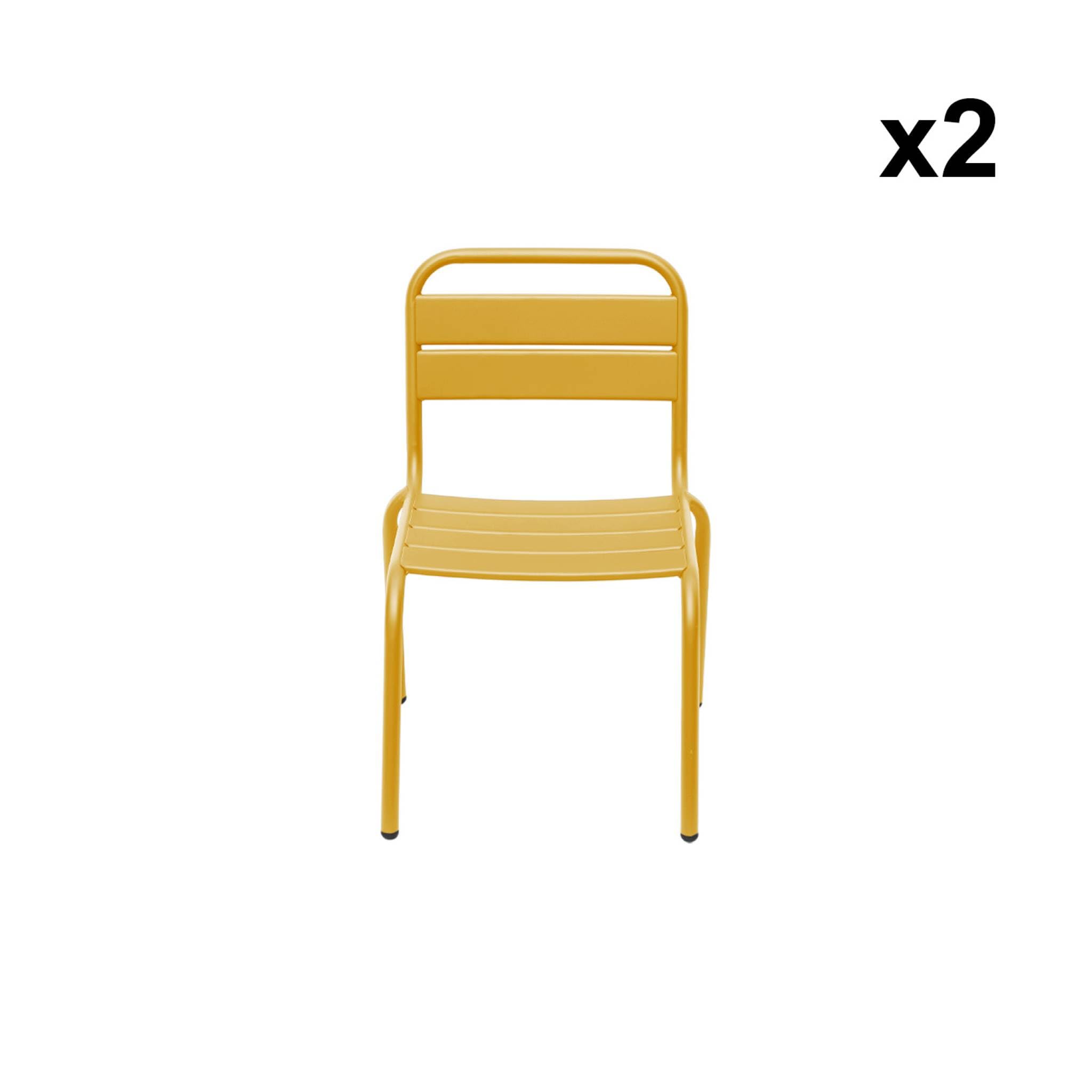 Alice's Garden sweeek - Lot de 2 chaises en métal Jaune pour Enfant. Salon de Jardin Enfant