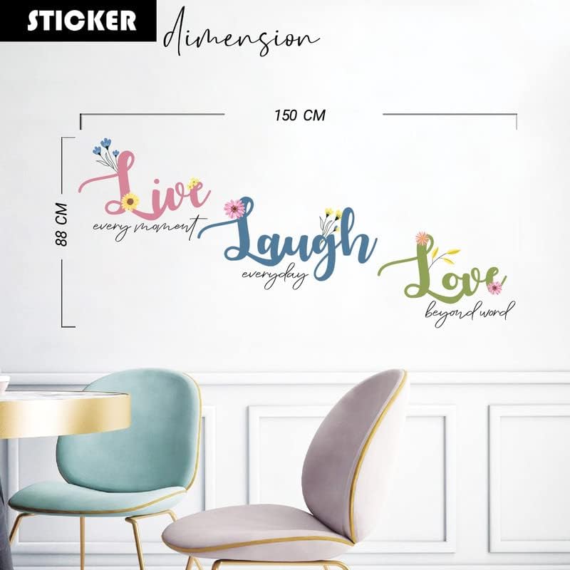 Image of Kotart - Live Laugh Love Vinyl Wall Stickers /Decals for Living Room Bedroom Home and Office Wall - Colorful HD Printed Wall Sticker