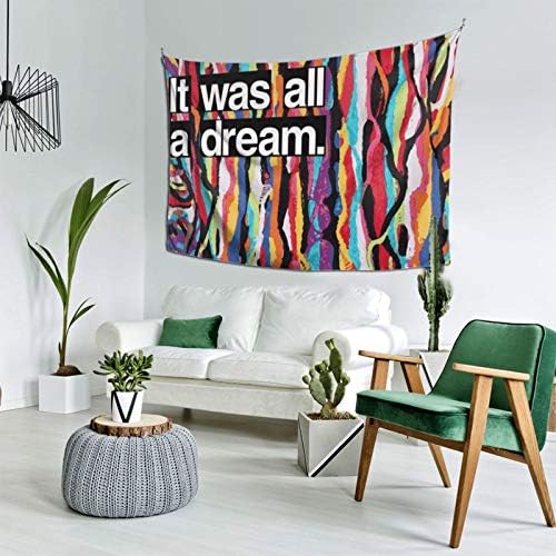 Tapestry Wall Hanging, It Was All A Dream Wall Tapestries with Rainbow Art Tie Dye Home Decorations for Living Room Bedroom Dorm Decor in 60x40 Inches