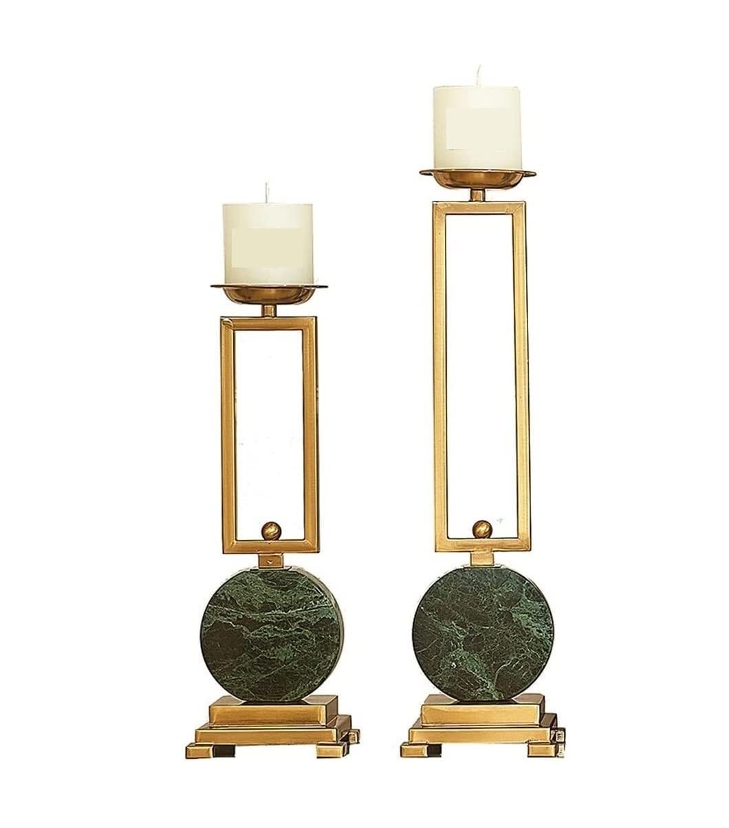 Kerzenleuchter Kerzenständer Kerzenhalter 2-teiliges Set Kerzenständer Für Stumpenkerzen, Moderne Kerzenhalter, Marmor-Metall-Kerzenhalter Für Tischdekoration Kerze Stand Deko