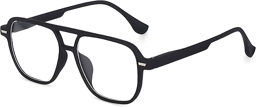 Roshfort Square Zero Power Eyeglasses for Men & Women | Full Rim Lightweight Computer Glasses Spectacles Frame for Office, Reading & Gaming Glass.