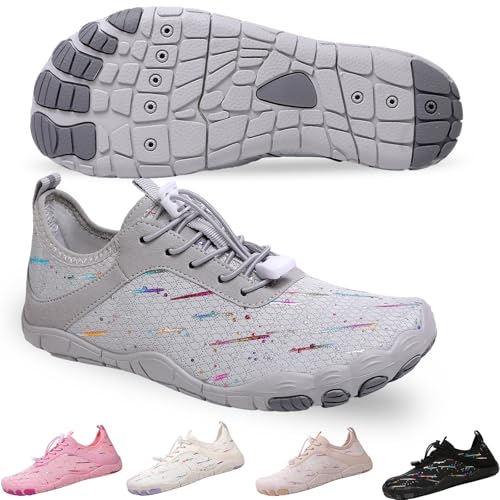 Image of SIOSNETA Hike Barefoot Shoes for Women Men, Wide Toe Water Shoes for Hiking,Breathable Non-Slip Athletic Footwear,