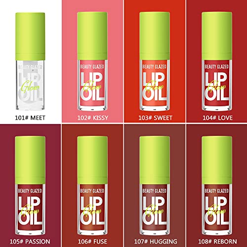Niceface 4 Colors Moisturizing Hydrating Lip Oil Glow Set, Shiny Transparent Lip Gloss Plumping, Long-Lasting No-Sticky Tinted Lip Oil For Lip Care #TOP1