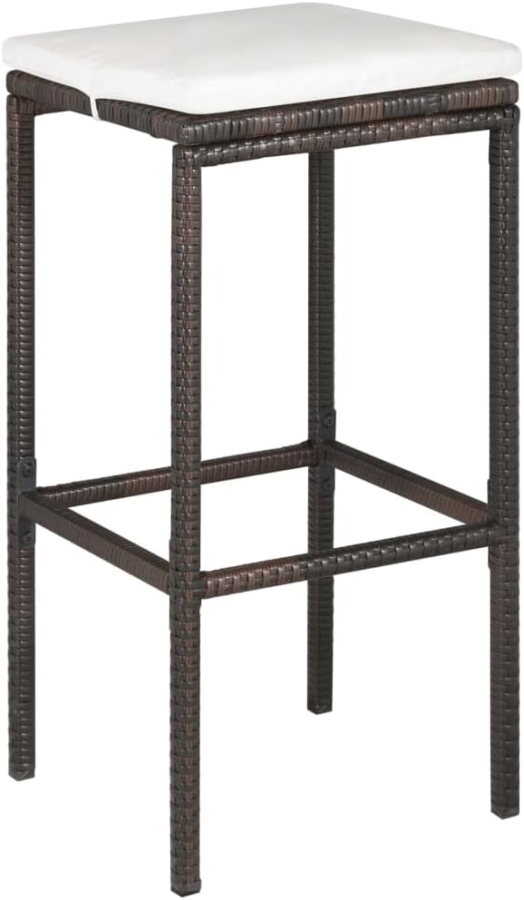 5-Piece Garden Bar Set with Table and 4 Stools in Brown and Cream, Modern Outdoor Furniture for Patio Dining and Relaxation, Durable PE Rattan and Steel Construction