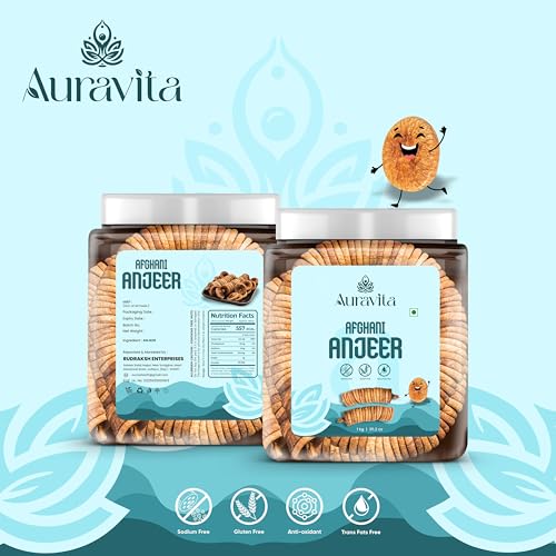 Image of Auravita Naturally Dried Premium Anjeer 1kg | Soft Juicy Figs Dry Fruit | No Added Sugar | Rich Source Of Fiber | Low in Fat | Healthy Snack Jar Pack