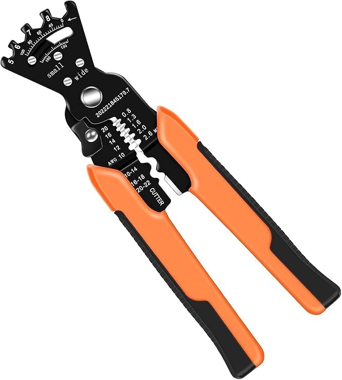 5-in-1 Wire Stripper and Crimping Tool, Multifunctional Cable Cutter Pliers, Orange and Black