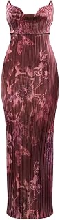 Cowl Neck Dress Sexy Strap Shoulder Pleated Maxi Dresses Summer Wedding Guest Dresses for Women
