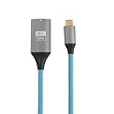 HangTon USB-C to HDMI Female Adapter Cable 4K 60Hz for iPhone 15/16 Pro Max, MacBook Pro/Air, Samsung Huawei Laptop Phone to TV Monitor Projector Display, Screen Mirroring, Blue Braided, 20cm