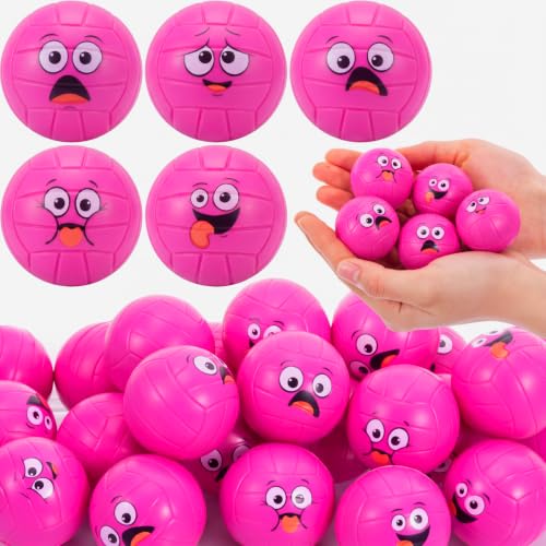Meooeck 30 Pcs Hot Pink Volleyball, Mini Foam Balls, Rose, Funny