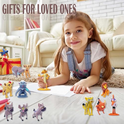 Image of Mini Action Figures, Multiple Character Collectible Set, Car Dashboard, Decoration & Cake Topper Toys for Fans (12 Pcs Lion Animal Doll Set for Decoration)