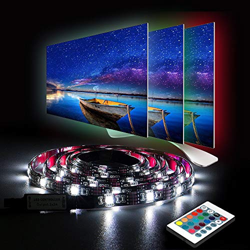 LED-TV-Hintergrundbeleuchtungsstreifen - RGB-LED-TV-Neon-Bias-Beleuchtungsstreifen, 2 m/2 m TV-USB-Hintergrundbeleuchtungs-Set mit Fernbedienung, 16 Farben, 5050 Bias HDTV für 40-60 Cover