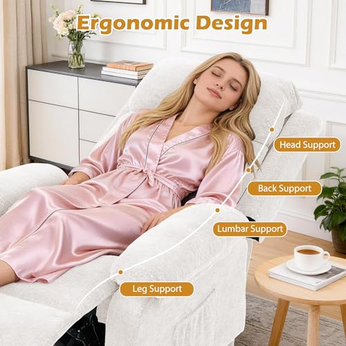 Image of Korser Recliner Chair, Living Room Chairs for Adults, Padded Deep Seat Reading Chair with Side Pockets, Small Recliners for Small Spaces, Lounge Chair for Living Room, Bedroom, and RV (Chenille)
