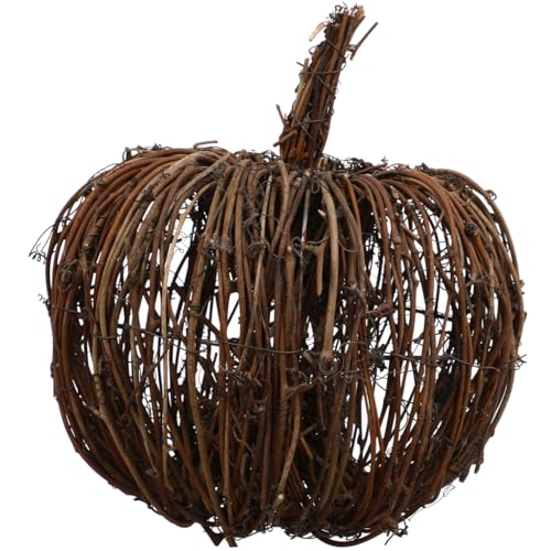 VOSAREA Wicker Rattan Pumpkins Natural Grapevine Ball Pumpkins Ornament for Halloween Fall Thanksgiving Party Table Decoration (20CM)