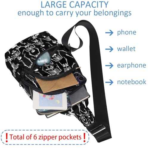 Bolsos cruzados de esqueletos para mujer y hombre con correa convertible 5