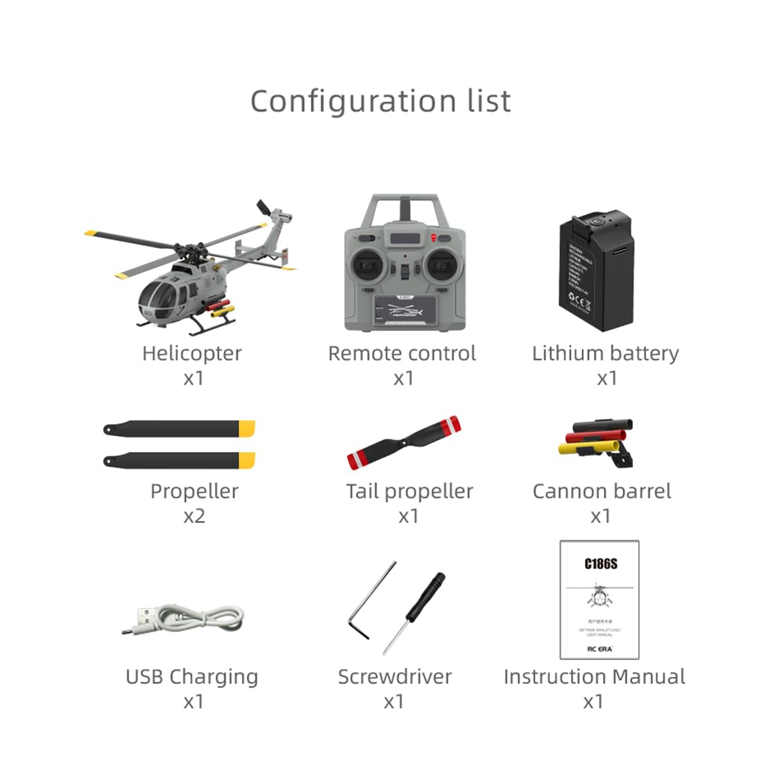 1/48 RC Hubschrauber, C186S BO105 Hubschrauber, 2.4GHz 6CH Flybarless Hubschraubermodell mit Optical Flow, Höhenhaltung, Brushless Motor & 6G Modus, Geschenk für Erwachsene, RTF