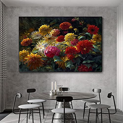 Affiche fleurs nature morte rétro 50x70 cm graffiti pour salon
