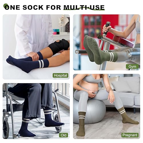 Image of Pilates Socks with Grips for Yoga, Barefoot, Ballet, Barre, Hospital Non Slip Anti Skid Socks for Women and Men