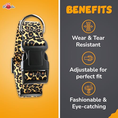 Image of Pawsindia Collar with Name Tag for Dogs & Cats (Cheetah, 1.5 Inches)