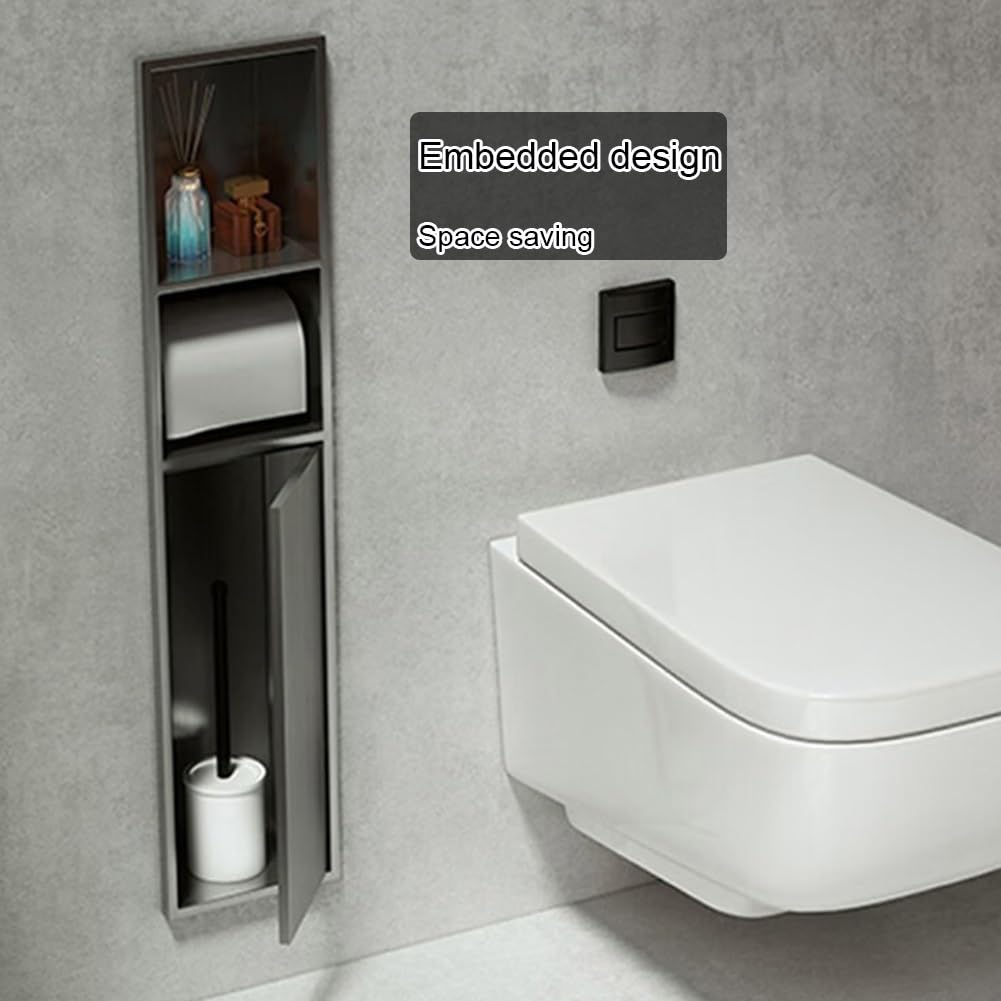 Uchwyt na szczotkę toaletową ze stali nierdzewnej montowany na ścianie do łazienki pod prysznic rozwiązanie do przechowywania nowoczesny design do chusteczek i szczotki zajmuje mało miejsca