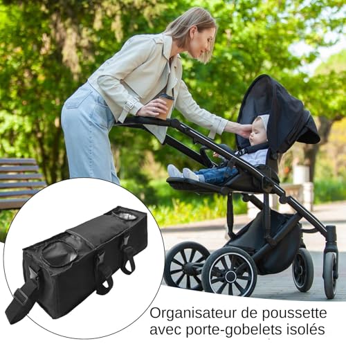 Organisateur de poussette avec porte-gobelet isotherme pour sorties et voyages - 2