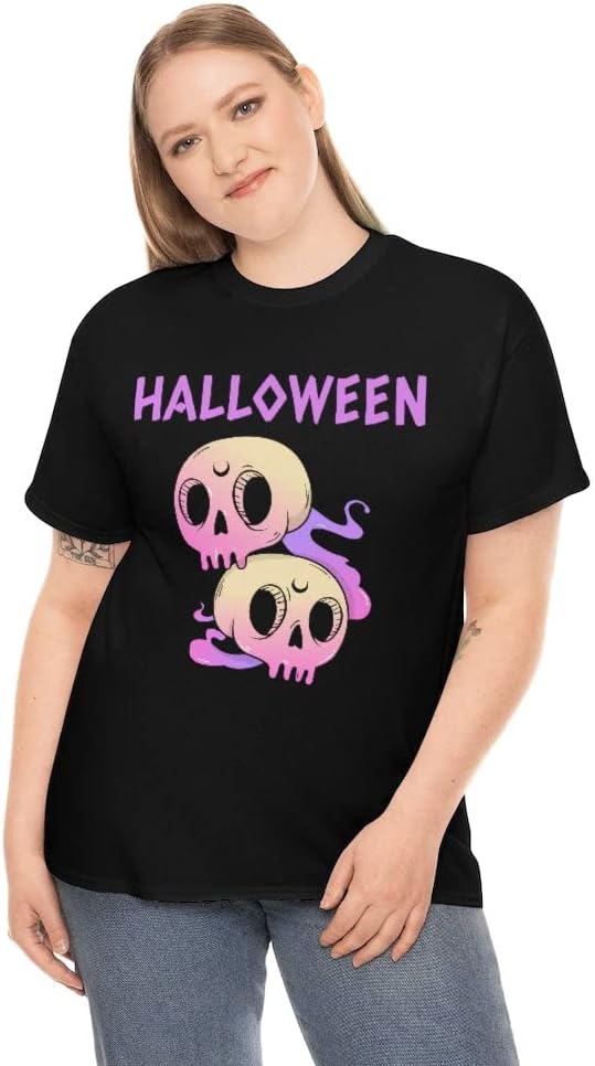 Cute Skulls Plus Size Halloween Shirts for Women Purple Skull Shirt Plus Size Halloween Costumes for Women