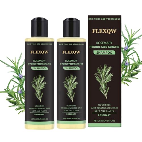 Image of Rosemary Hydrolyzed Keratin Shampoo, Hair Thick and Voluminous, Nourishes and Regenerates Hair, Soft and Fluffy, 268ML /9.06FL OZ (2 Pack)