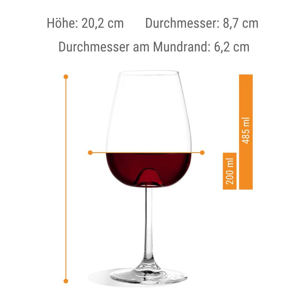 Stölzle Lausitz copa de vino Vulcano Universal 485 ml, set de 6 copas de vino con cono de aroma, aptas para lavavajillas