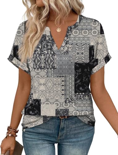 Image of WIHOLL Womens Blouses Spring Tops Short Sleeve Shirts Dressy Casual Summer Vacation Fashion Clothing 2026