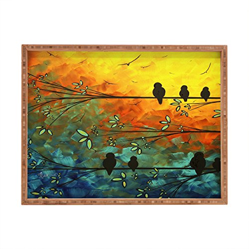 DENY Designs Negar diseños Madart Inc. Pájaros de una Pluma Interior/al Aire Libre Bandeja Rectangular, 14 x 18