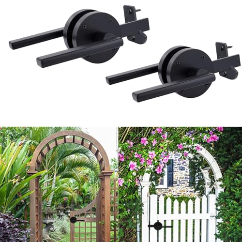 Lot de 2 loquets de porte battante double face réglables en aluminium robuste pour clôture en bois Noir