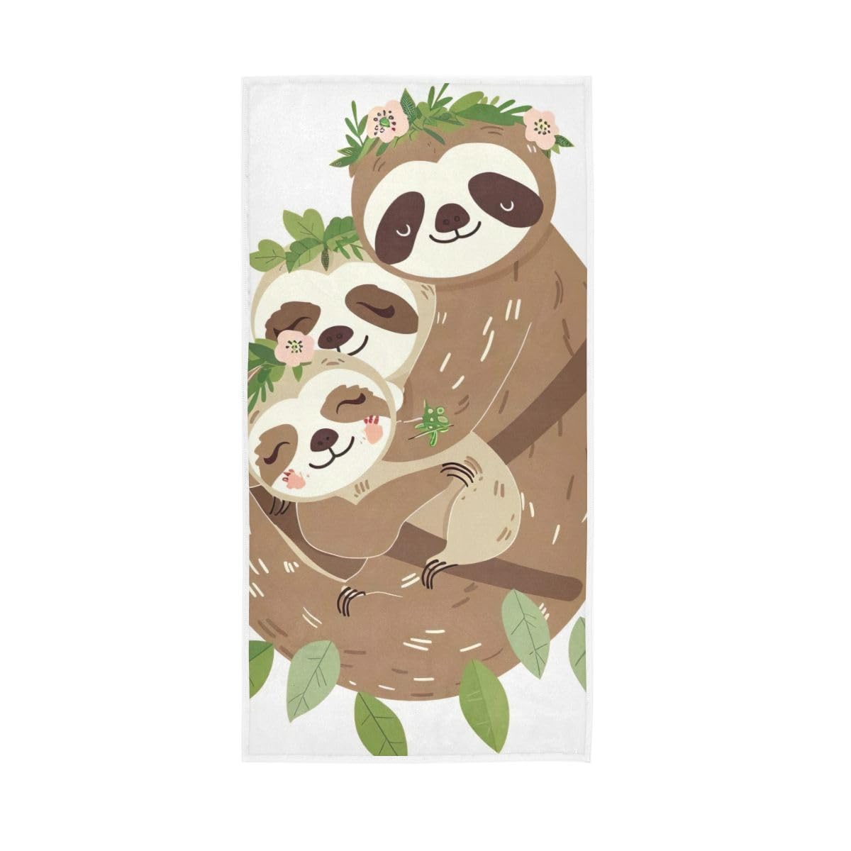 HUYGD Cute Mother Sloth Family Hand Towel, Multipurpose Shower Towels for Bathroom, Gym, Hotel, Spa 15 x 30 Inches