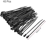 Uxcell Câblodistribution de la tête de montage 4 Bracelet en fils de nylon à vis de pouce noir 40pcs