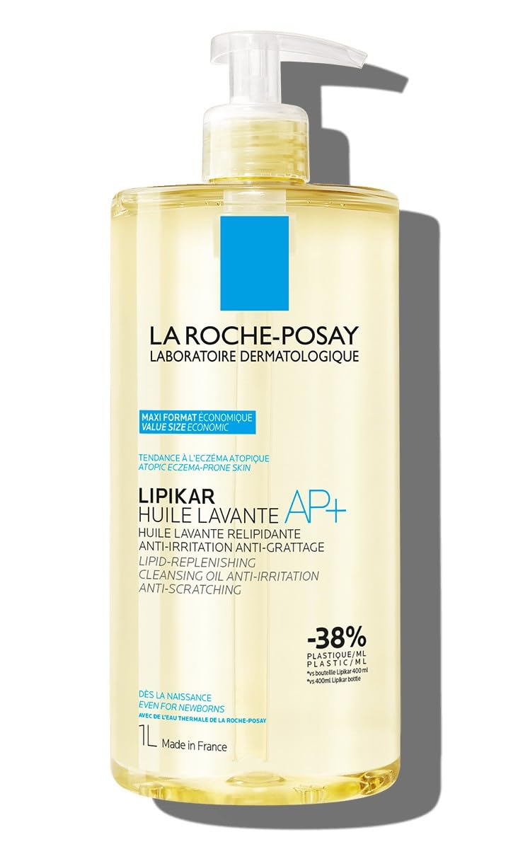 La Roche-Posay Lipikar Dusch- und Badeöl AP+ Rückfettendes Duschgel - Badeöl für juckende, trockene und empfindliche Haut 1L