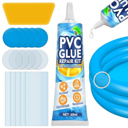 Pool Reparaturset Pool Flicken Unterwasser Schlauchboot Reparaturset Wasserdichtes PVC Reparaturset für Aufblasbare Gegenstände Luftmatratze Zelte Whirlpools Schwimmringe Planschbecken (60ml)