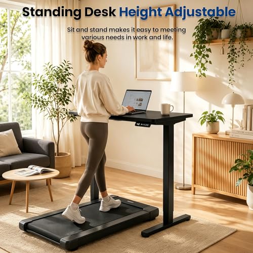 Image of 35 inch x 20 inch Electric Standing Desk, Compact Height Adjustable Desk for Small Spaces, Small Ergonomic Sit Stand Workstation for Home Office Bedroom Apartment (Classic Black)