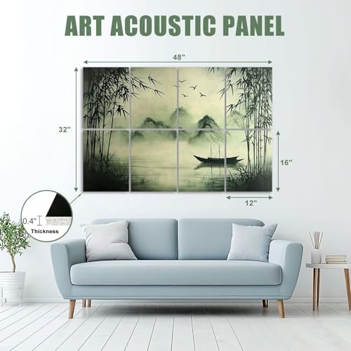 8 Pack Paneles Acústicos Absorbentes de Sonido Decorativos Autoadhesivos 48"x32" miniatura 2