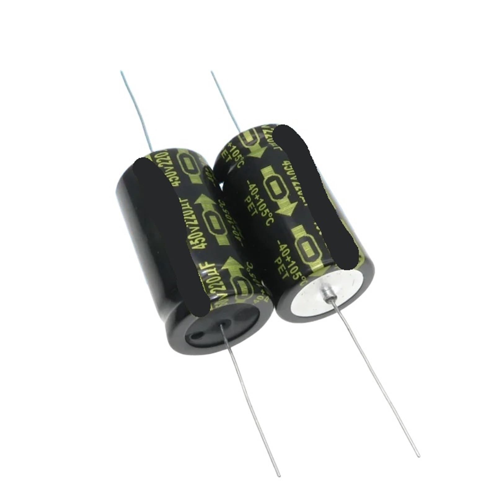 2 condensadores electrolíticos de filtro amplificador de tubo de alto voltaje polarizados axialmente, 450 V, 220 uf, 25 x 45 mm.