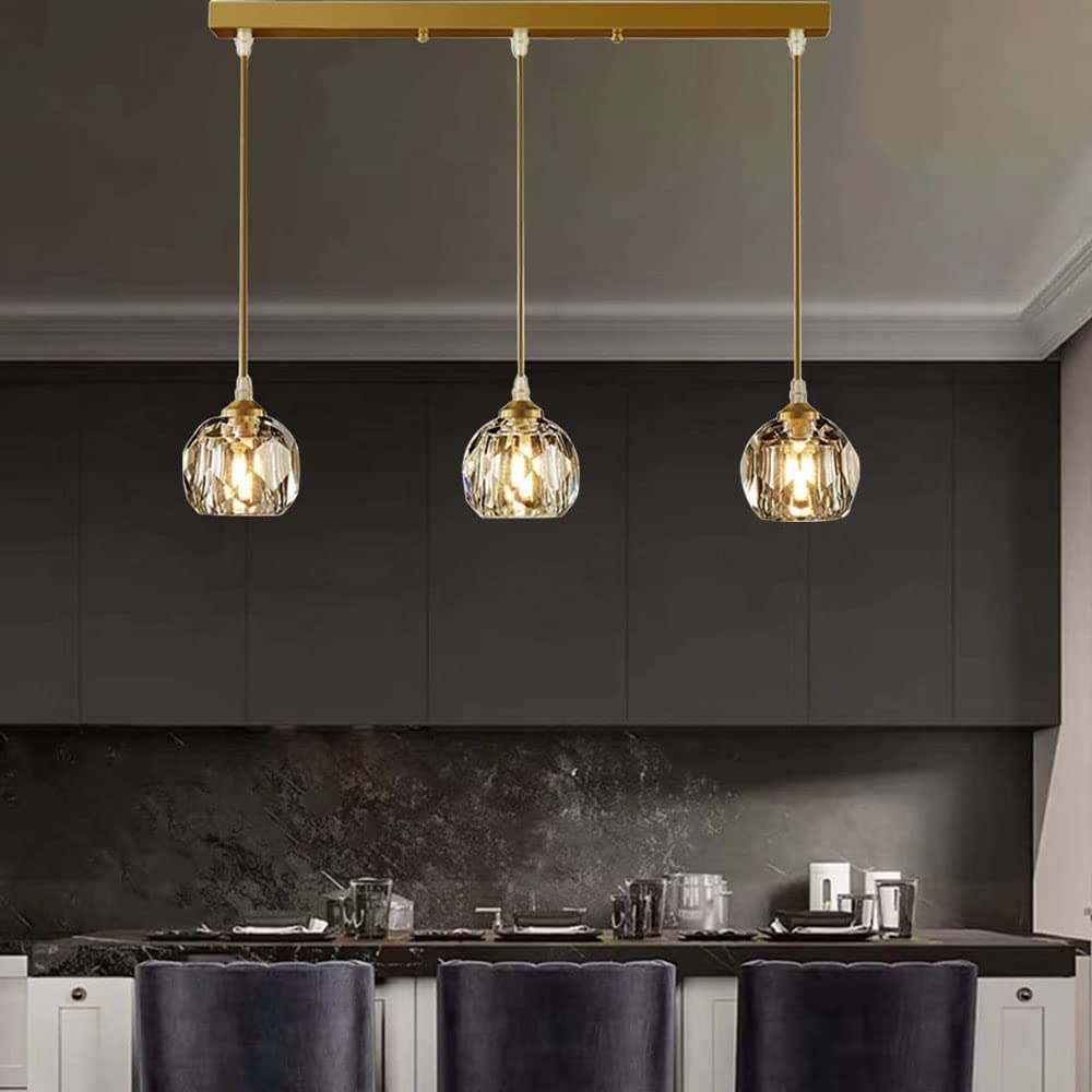 Lampadario a Sospensione da soffitto in Ottone Dorato a 3 luci, lampadari per ristoranti scandinavi, lampadario lineare Moderno per Camera da Letto.