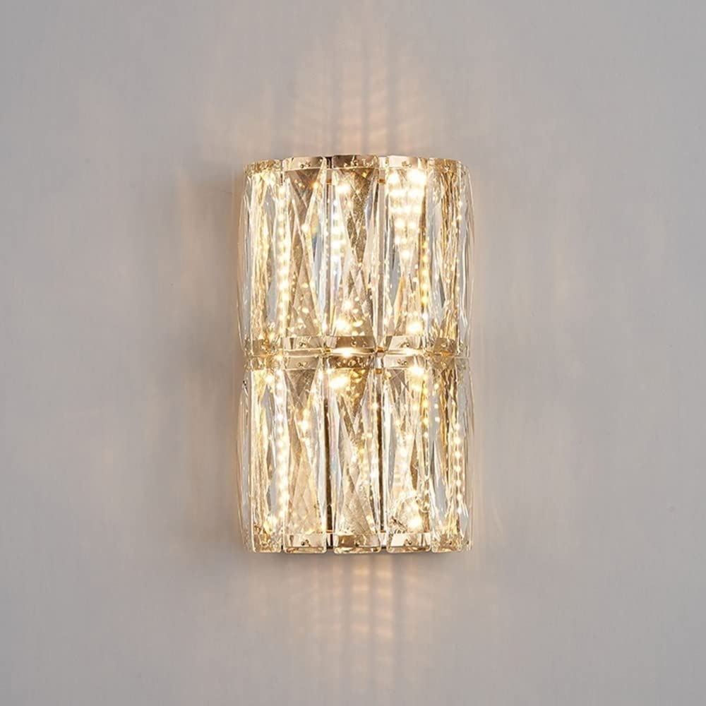 WQHPLMD Sparkling Crystal Wall Sconce for Bedroom, Living Room & Hotel - Geometric