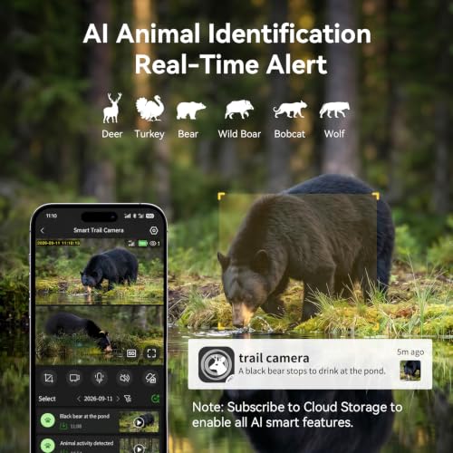 SEHMUA Dual Lens Trail Camera 180° View, AI Animal ID 2K Live Game Camera - image 3